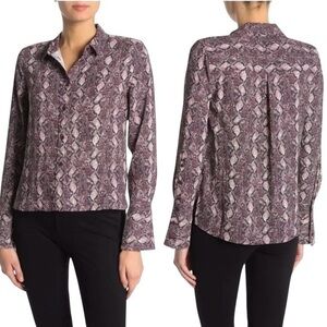 Equipment Femme Snakeskin Print Button Down Blouse Long Sleeve